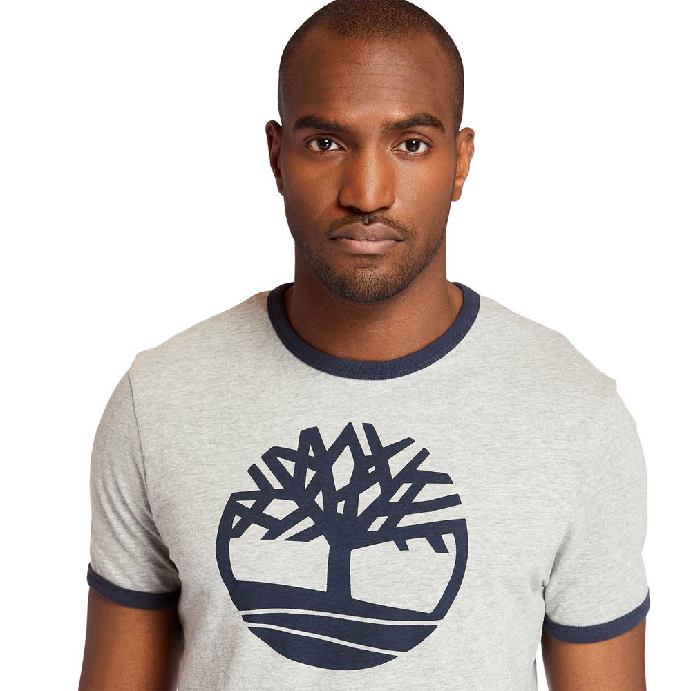 Camisetas Timberland Hombre Tree Logo Ringer Gris - Chile SUQ-483269